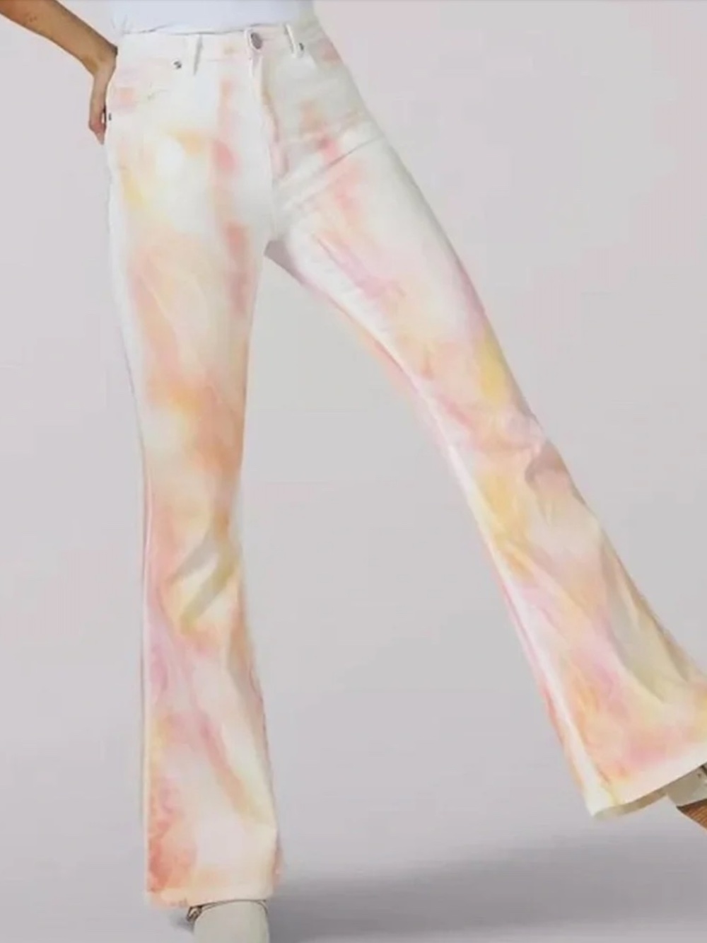 Lee Vintage Modern x Free People high-rise flare jeans pastel tie-dye 70s NWT